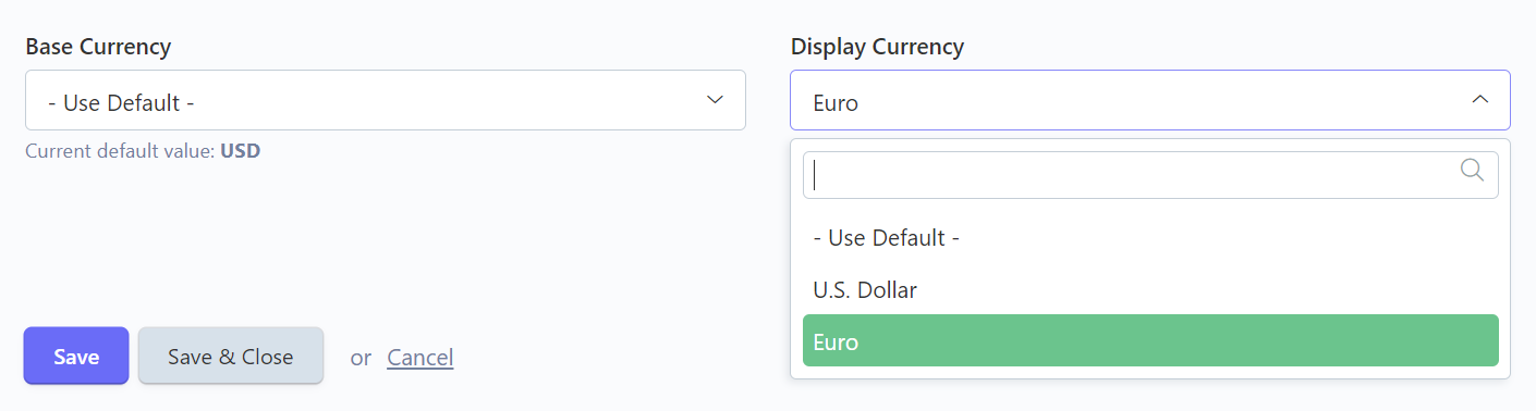 Currency Site Definition